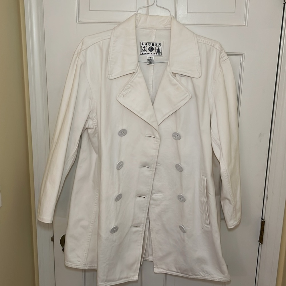 Lauren-Ralph Lauren 100% cotton white denim coat